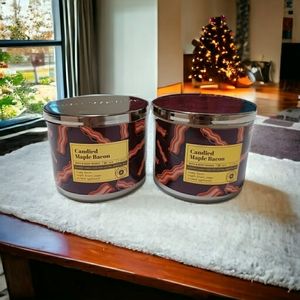 Bath and Body Works Candied Maple Bacon Candle 3 Wick Set of 2 LIMITED EDITION